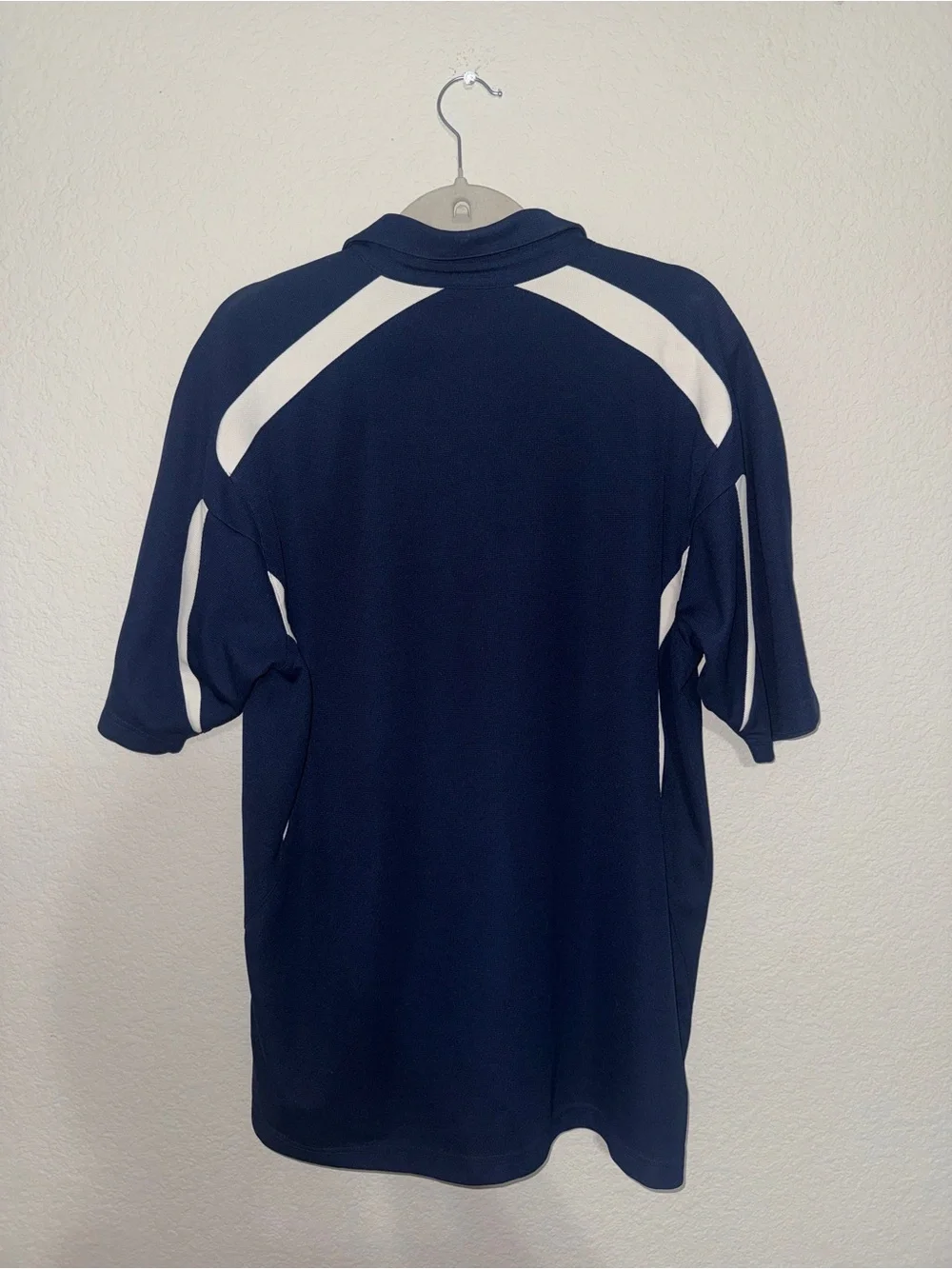 Nike Team Navy Blue White Colorblock FIT DRY Polo Shirt Size M